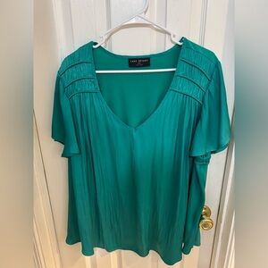Lane Bryant Satin Smocked Shoulder Blouse
